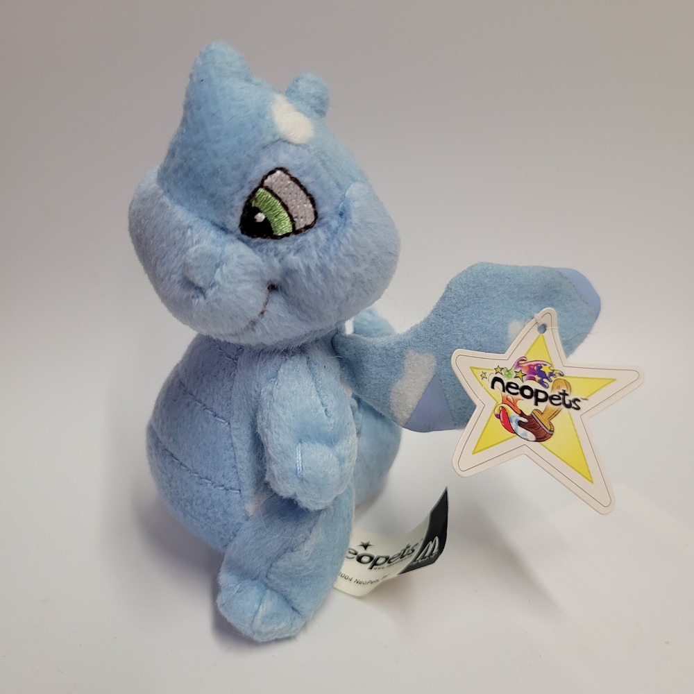 Vintage 2004 McDonalds Neopets Cloud Scorchio Blue Plush Toy with Tag